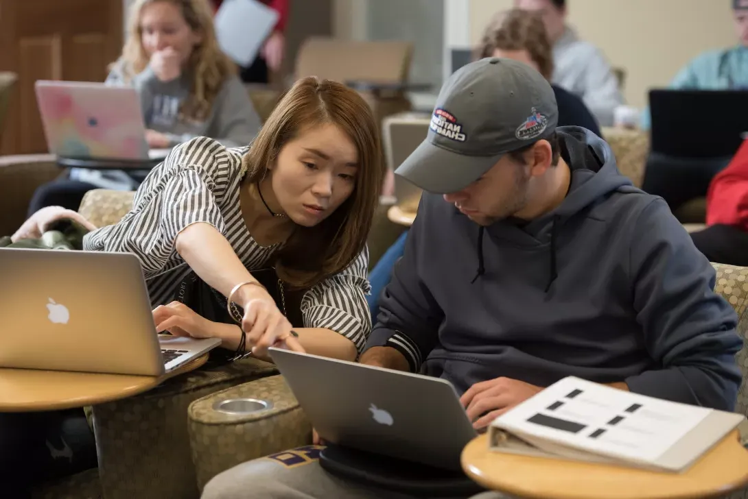 Students working on computers