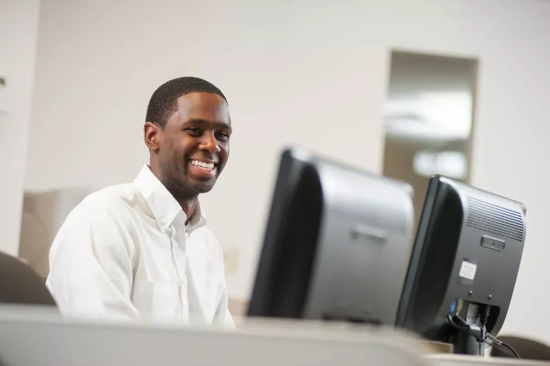 MBA Student at computer